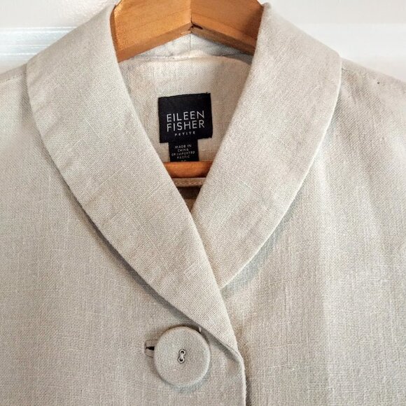 Eileen Fisher Petite Cream 100% Irish Linen Jacket - Picture 2 of 5